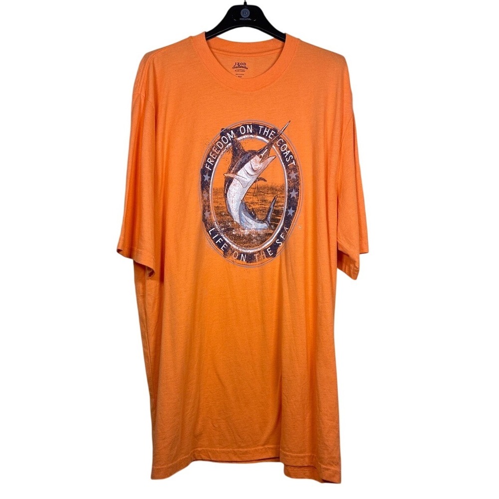 Izod Graphic Tee Shirt XLT Tall Fishing Freedom on the Coast beach vacation